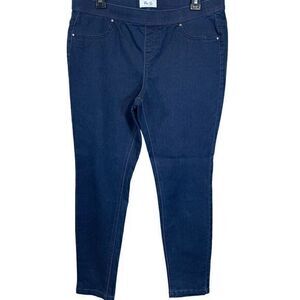Per Se Womens Skinny Pants Blue Size‎ Large High Waist Lightweight Summer Office